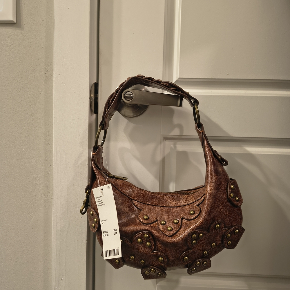 Brown Studded Women's Bag - Picture 2 of 8